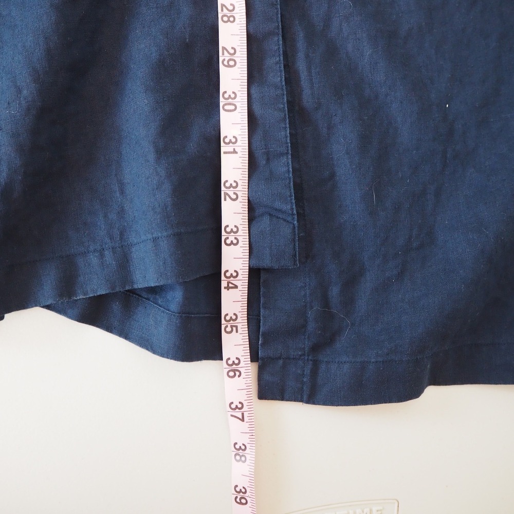 Lauren Ralph Lauren 100% Linen Shirt Dress Sz Medium Petite Navy Preppy Luxury - Picture 10 of 11